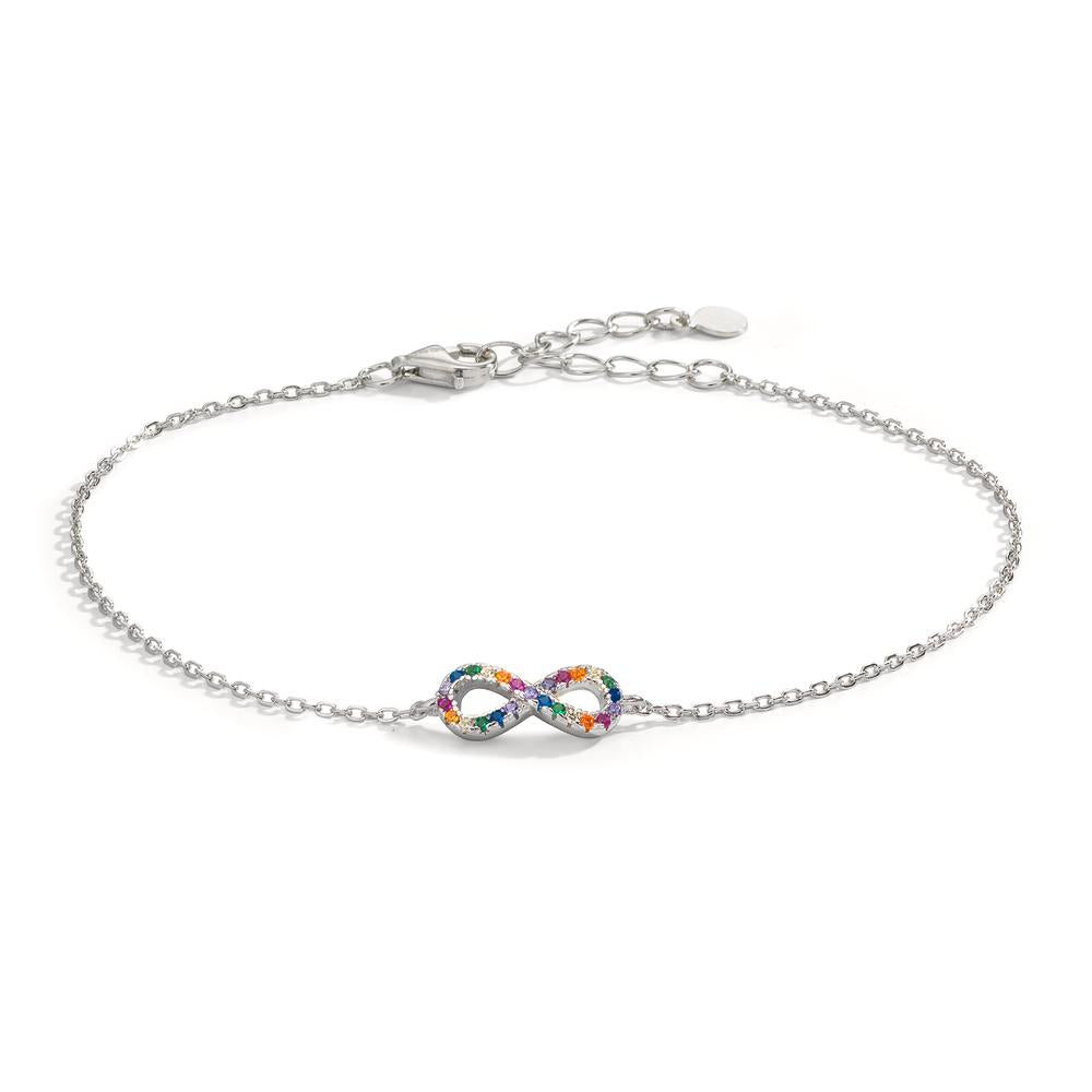 Bracelet Argent Zircone coloré Rhodié Infini 16-20 cm