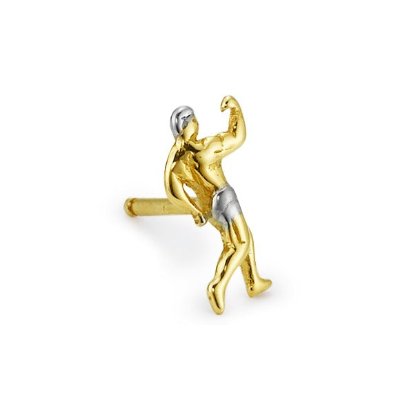Clous d'oreille à l'unité Or jaune 18K Musculation, Lutte