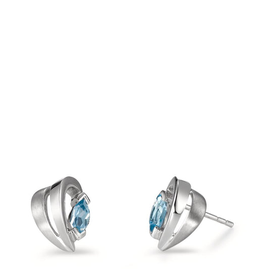 Clous d'oreilles Argent Cristal bleu Rhodié