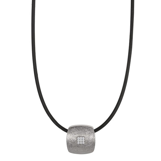 Collier Acier inoxydable, Caoutchouc Diamant 0.072 ct, 9 Pierres, tw-si 45 cm Ø2 mm