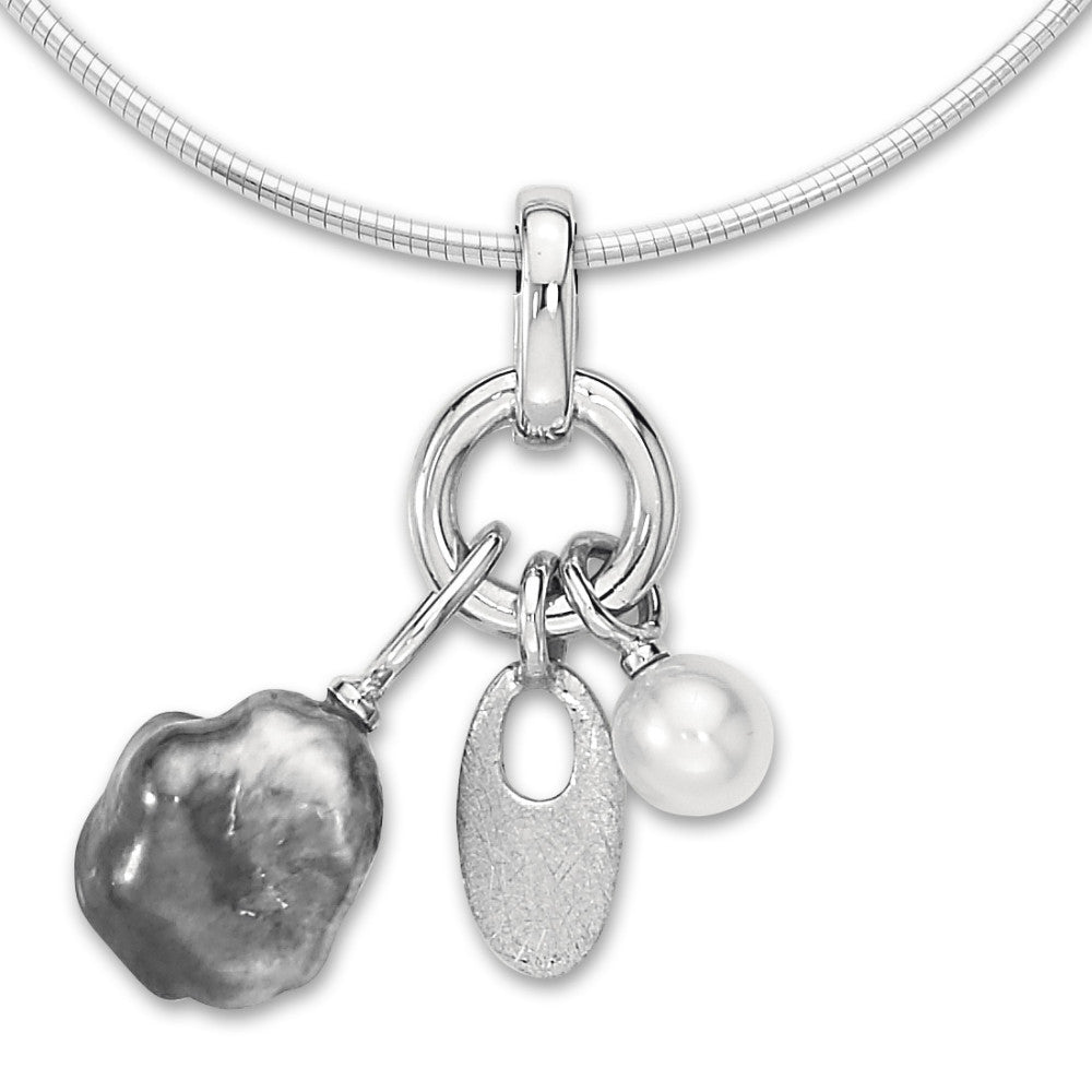 Pendentif en or gris, perles
