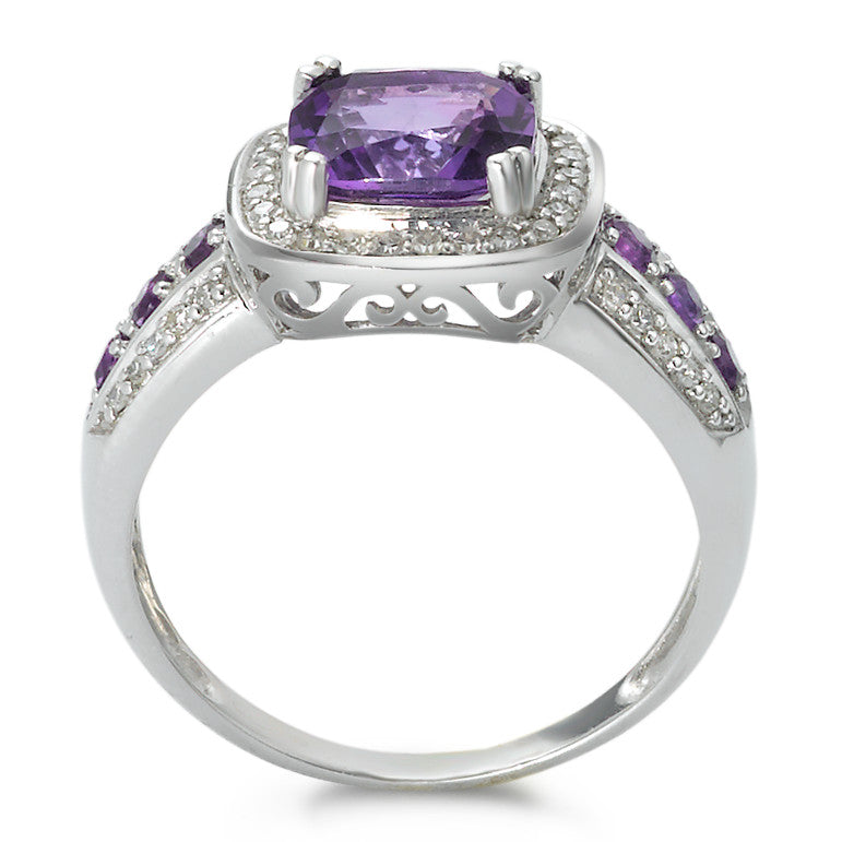 Bague 750 améthyste + diamants