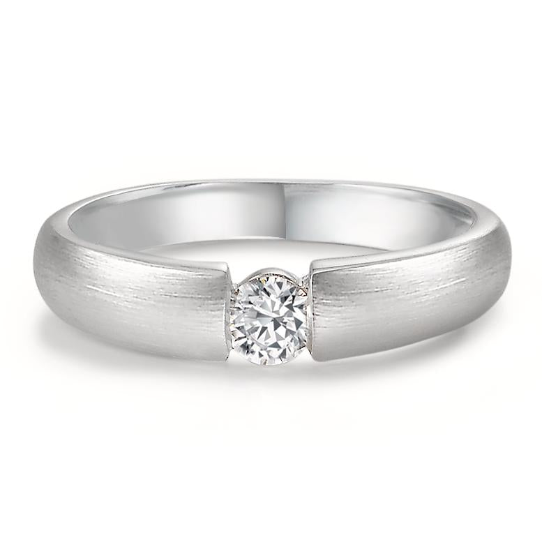 Bague solitaire Or blanc 18K Diamant blanc, 0.20 ct, w-si Ø3.8 mm