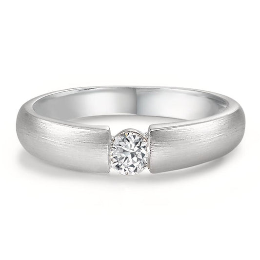 Bague solitaire Or blanc 18K Diamant blanc, 0.20 ct, w-si Ø3.8 mm