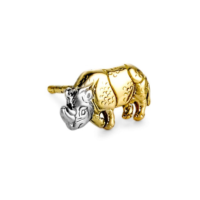 Clous d'oreille à l'unité Or jaune 18K Rhinocéros