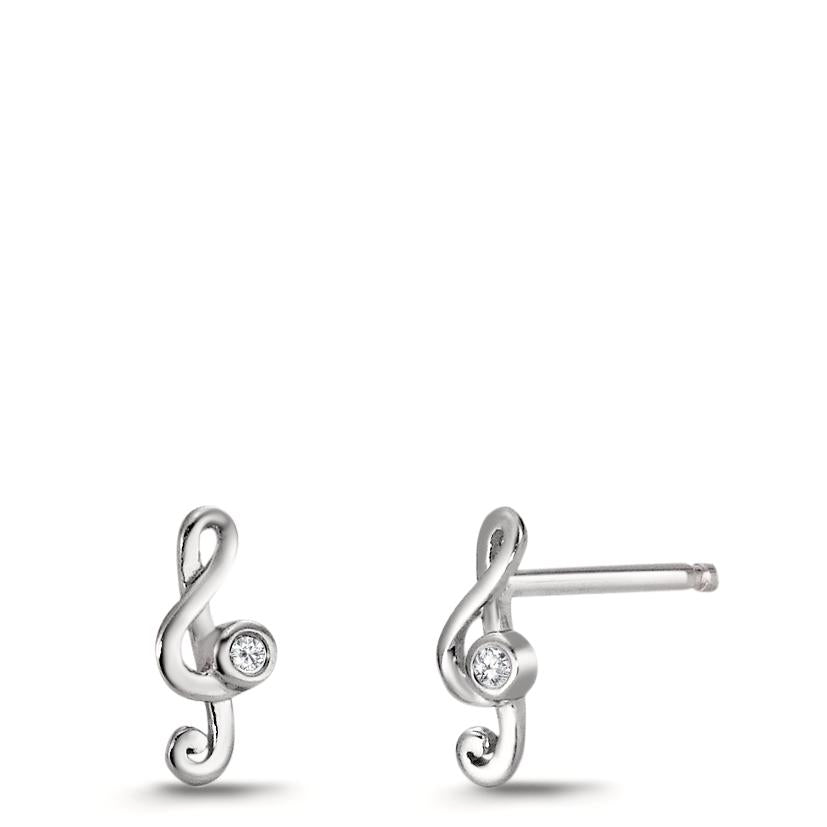 Clous d'oreilles Argent Zircone Rhodié Clef musicale
