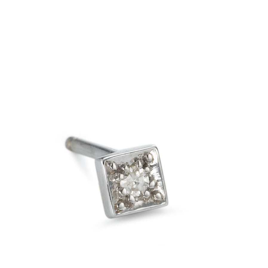 Clous d'oreille à l'unité Or blanc 750/18 K Diamant 0.03 ct, w-si