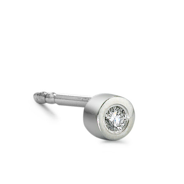Clous d'oreille à l'unité Or blanc 750/18 K Diamant 0.04 ct, w-si Ø3 mm
