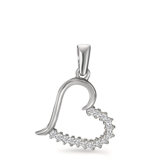 Pendentif Argent Zircone Rhodié Coeur