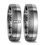 Alliance Or blanc 9K, Palladium 500 Diamant 0.03 ct, 3 Pierres, tw-si