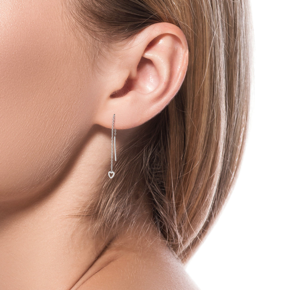 Boucles d'oreilles pendantes Argent Coeur 54 cm