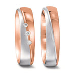Alliance Or rouge 18K, Or blanc 18K Diamant 0.045 ct, 3 Pierres, tw-vsi