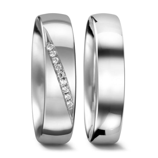 Alliance Or blanc 18K Diamant 0.045 ct, 9 Pierres, tw-vsi