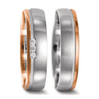 Alliance Or blanc 18K, Or rouge 18K Diamant 0.045 ct, 3 Pierres, w-si