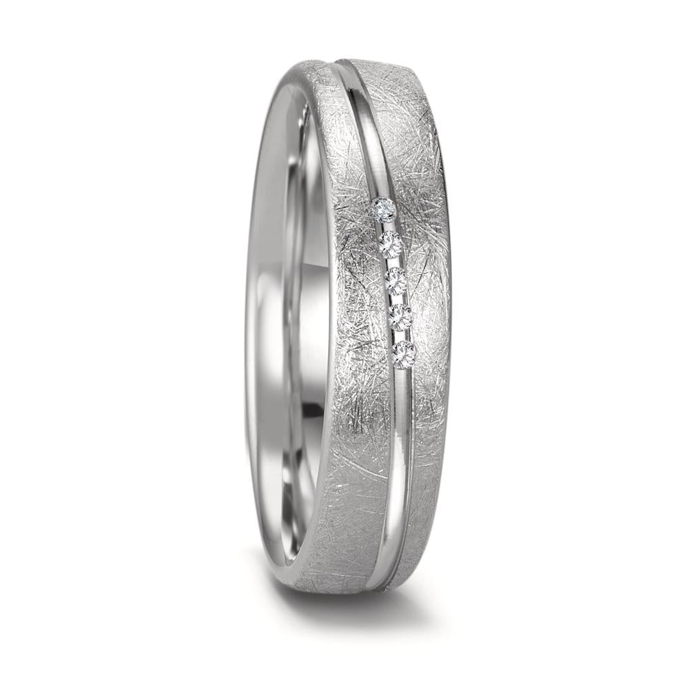 Alliance Or blanc 18K Diamant 0.025 ct, 5 Pierres, tw-si