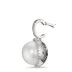 Pendentif Or blanc 18K Diamant blanc, 0.19 ct, 32 Pierres, brillant, tw-vsi perle d'eau douce blanc, 12.5 mm Ø16 mm