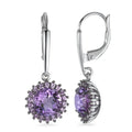 Pendant d'oreilles Or blanc 18K Améthyste violet, 38 Pierres