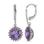 Pendant d'oreilles Or blanc 18K Améthyste violet, 38 Pierres