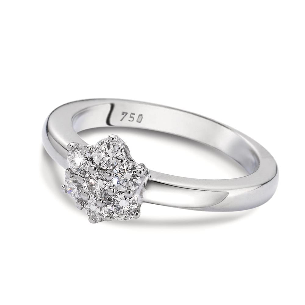 Bague solitaire Or blanc 18K Diamant blanc, 0.50 ct, 7 Pierres, brillant, w-si