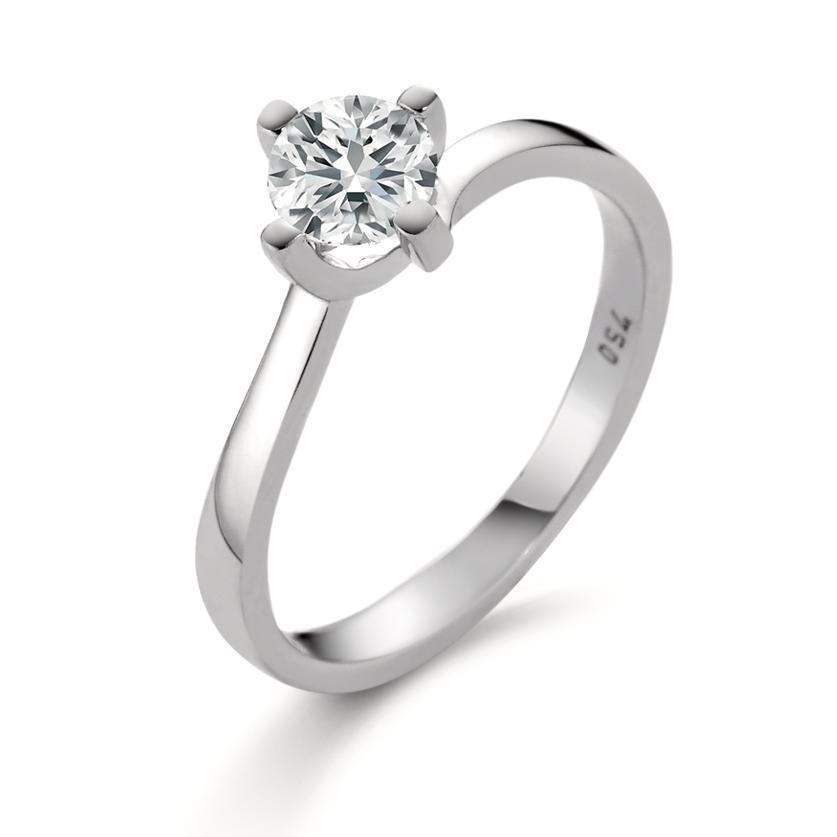 Bague solitaire Or blanc 18K Diamant blanc, 0.25 ct, brillant, w-si