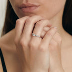 Bague solitaire Or blanc 18K Diamant blanc, 0.08 ct, 16 Pierres, brillant, w-si, Diamant blanc, 0.32 ct, brillant, w-si