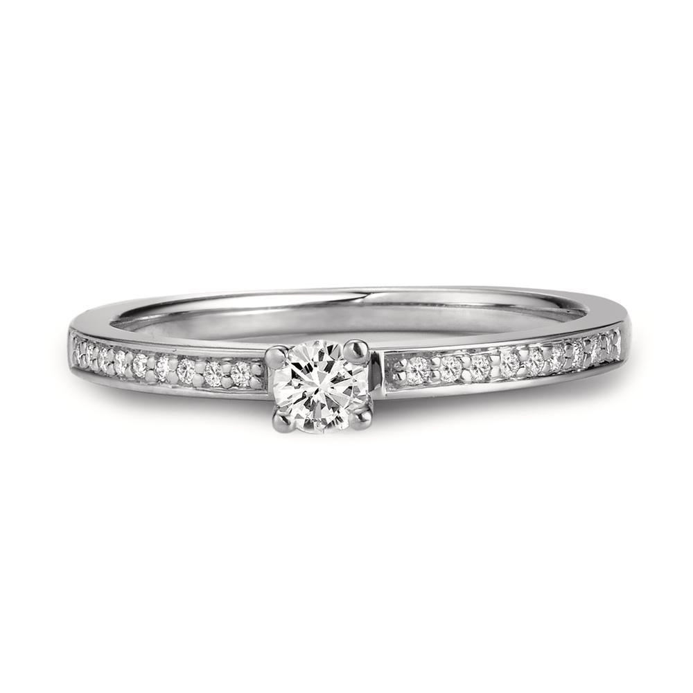 Bague solitaire Or blanc 18K Diamant blanc, 0.20 ct, brillant, w-si Ø3 mm