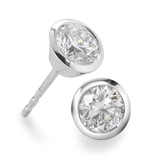 Clous d'oreilles Or blanc 18K Diamant blanc, 0.35 ct, 2 Pierres, brillant, w-si Ø5 mm