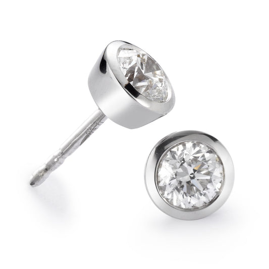 Clous d'oreilles Or blanc 18K Diamant blanc, 0.50 ct, 2 Pierres, brillant, w-si Ø5.5 mm