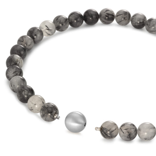 Collier Acier inoxydable Cristal de roche multicolore, 14 mm, Onyx 16 mm 45 cm Ø14 mm