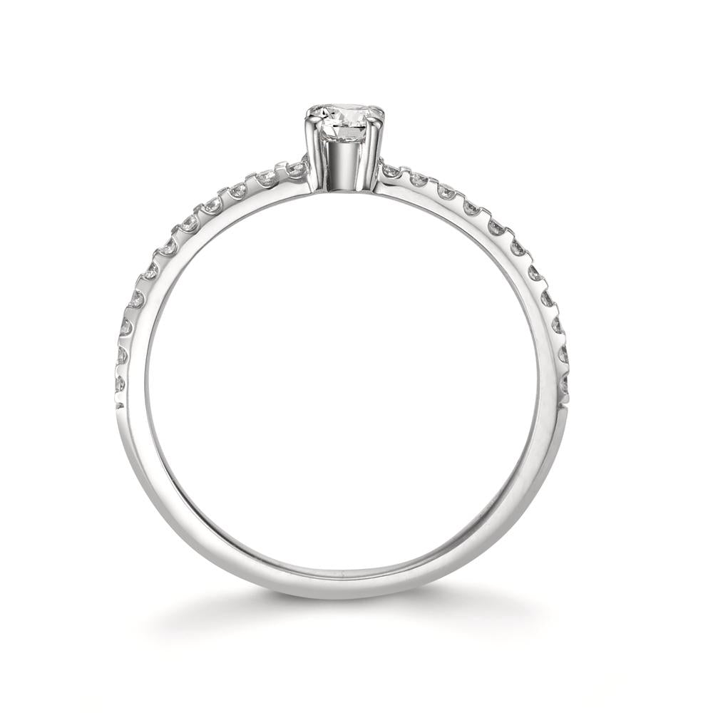 Bague solitaire Or blanc 18K Diamant 0.31 ct, 23 Pierres, w-si