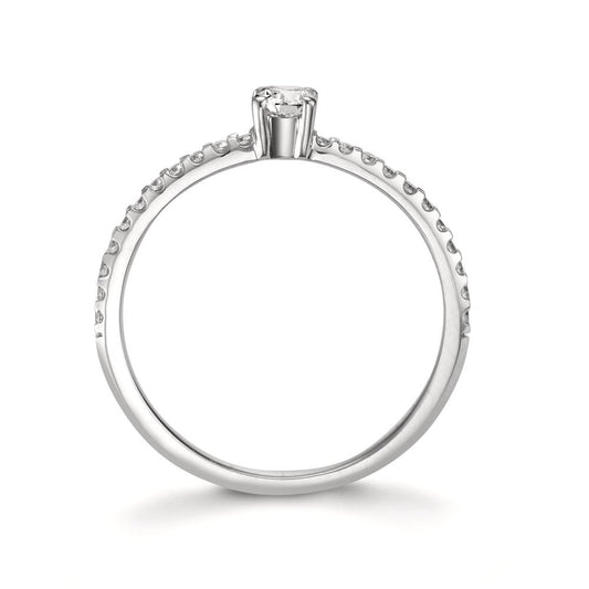 Bague solitaire Or blanc 18K Diamant 0.31 ct, 23 Pierres, w-si