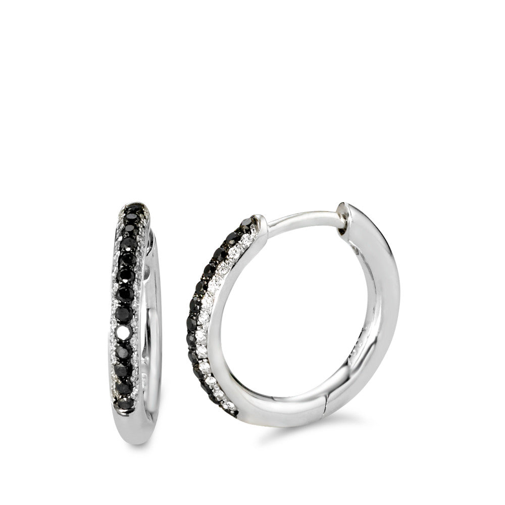 Créoles à charnières Or blanc 18K Diamant noir, 0.11 ct, 24 Pierres, w-si