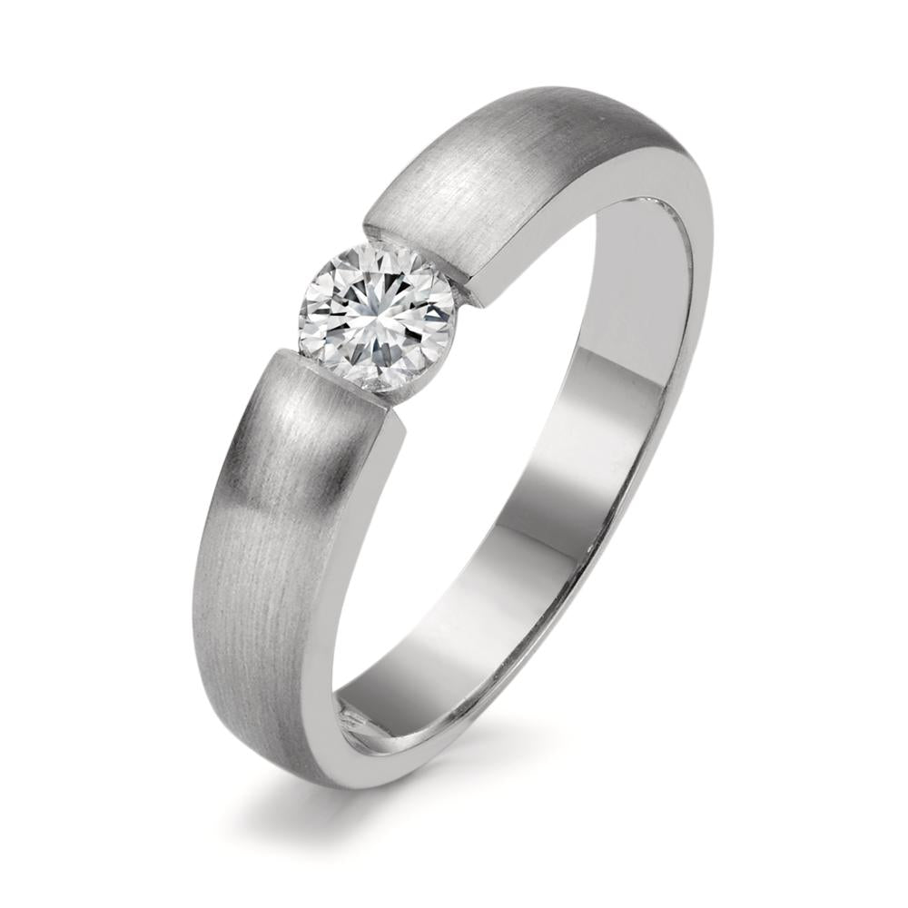 Bague solitaire Or blanc 18K Diamant blanc, 0.30 ct, w-si