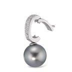 Pendentif Or blanc 18K Diamant 0.20 ct, 20 Pierres, w-si perle de Tahiti anthracite, 12.5 mm