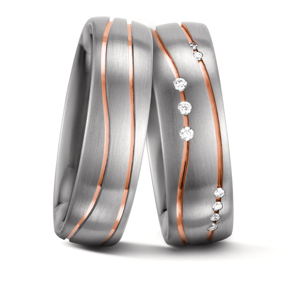 Alliance Or blanc 14K, Or rouge 14K Diamant blanc, 0.06 ct, 9 Pierres, w-si