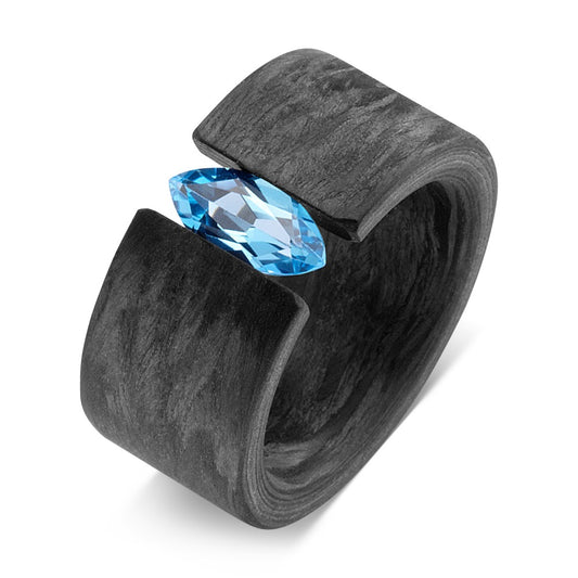 Bague Carbone Topaze bleu