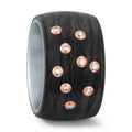 Bague Acier inoxydable, Carbone, Or rouge 18K Diamant blanc, 0.09 ct, 9 Pierres, w-si
