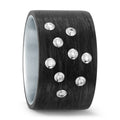 Bague Acier inoxydable, Carbone, Or blanc 18K