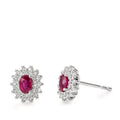 Clous d'oreilles Or blanc 18K Diamant 0.22 ct, 54 Pierres, brillant, w-si, Rubis 2 Pierres