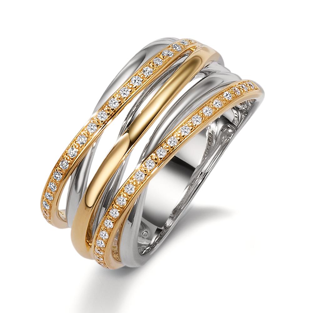 Bague Or blanc 18K, Or jaune 18K Diamant blanc, 0.18 ct, 45 Pierres, brillant, w-si