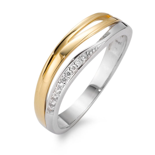 Bague Or blanc 18K, Or jaune 18K Diamant blanc, 0.05 ct, 10 Pierres, brillant, w-si