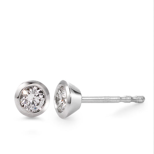 Clous d'oreilles Or blanc 18K Diamant blanc, 0.10 ct, 2 Pierres, brillant, w-si Ø4 mm