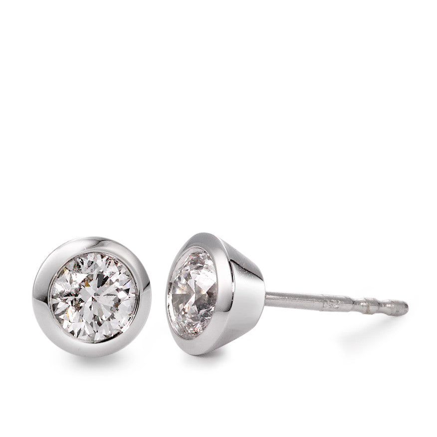 Clous d'oreilles Or blanc 18K Diamant blanc, 0.50 ct, 2 Pierres, brillant, w-si Ø5.5 mm