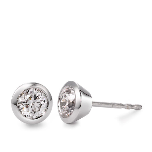 Clous d'oreilles Or blanc 18K Diamant blanc, 0.50 ct, 2 Pierres, brillant, w-si Ø5.5 mm