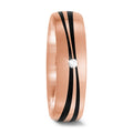 Alliance Or rose 14K, Carbone Diamant 0.02 ct, tw-si