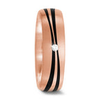 Alliance Or rose 14K, Carbone Diamant 0.02 ct, tw-si
