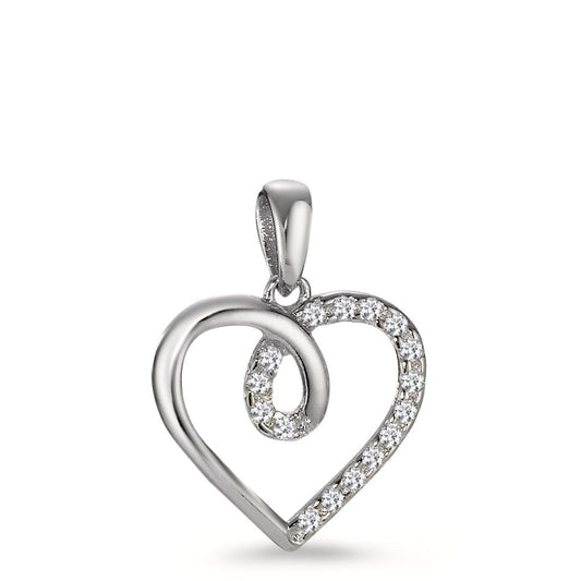 Pendentif Argent Zircone Rhodié Coeur