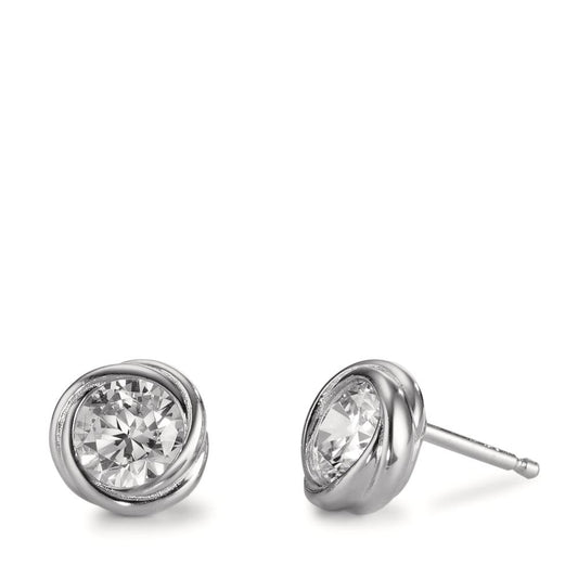 Clous d'oreilles Argent Zircone Rhodié Ø8 mm