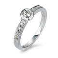 Bague solitaire Or blanc 14K Diamant 0.25 ct, 9 Pierres, w-si