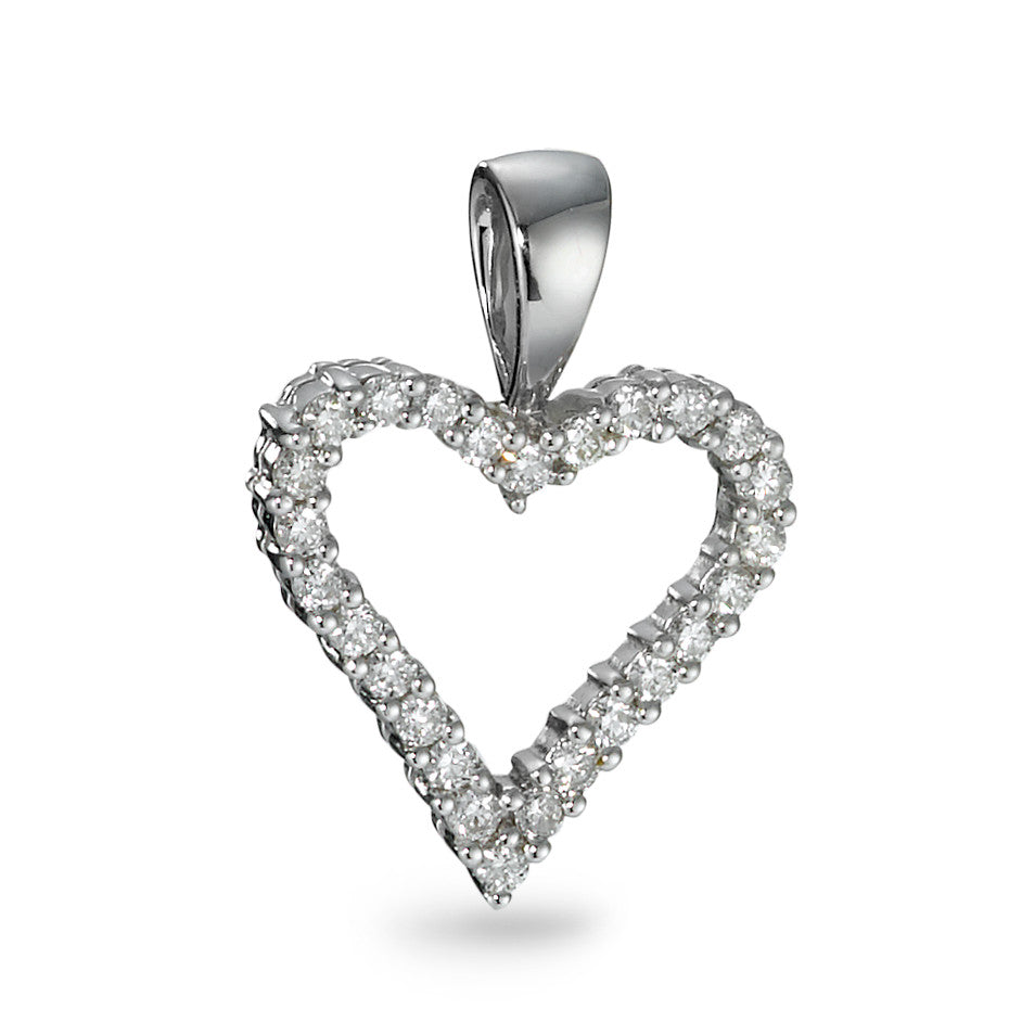 Pendentif Or blanc 18K Diamant 0.31 ct, 26 Pierres, w-si Coeur Ø14 mm